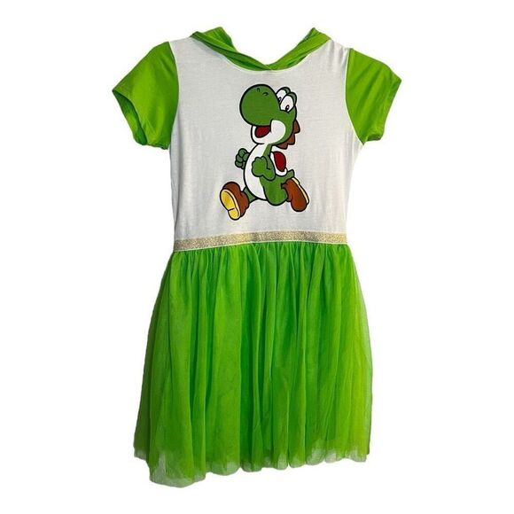 Nintendo Other - Girls Nintendo Yoshi Hoodie Tutu Costume Dress Cosplay Size Large Green White